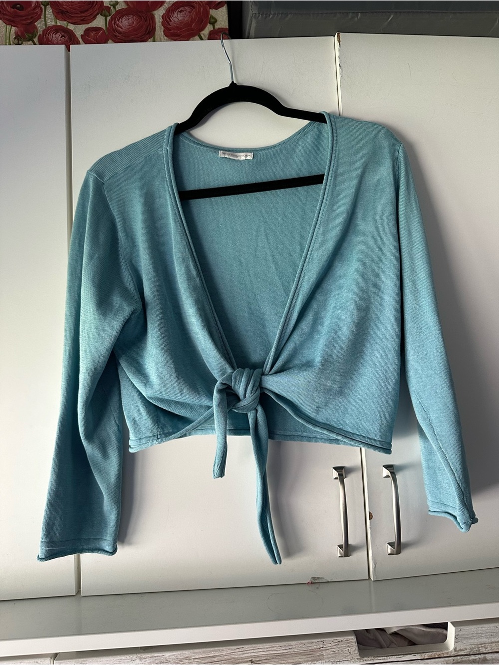 🩵 Worthington Aqua Blue Tie Front Cropped Cardigan Sweater